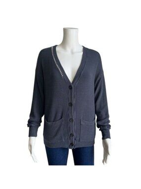 Red Haute Contrast Stitch Button Front Cardigan - S